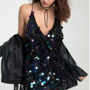 Black Sequin Slip Party Dress